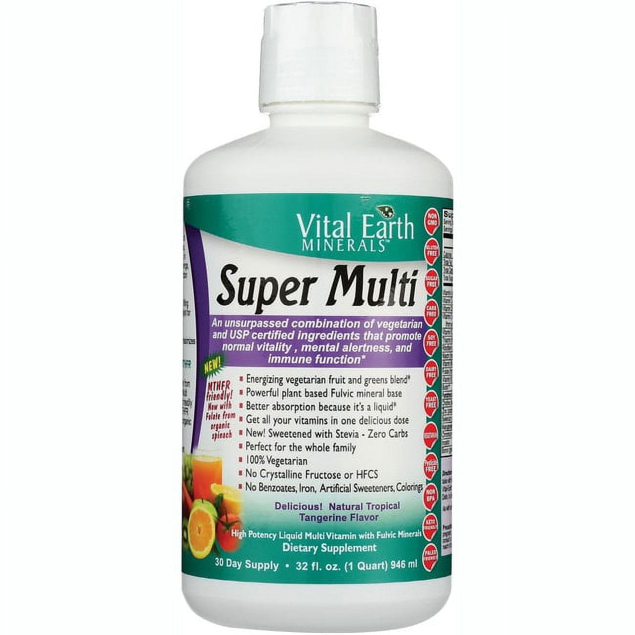 Vital Earth Super Multi High Potency Liquid, Natural Passion Fruit Flavor - 32 Oz